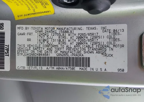 2013 Toyota Tacoma Double Cab Prerunner из США, поврежденный, VIN 5TFJU4GN6DX044681